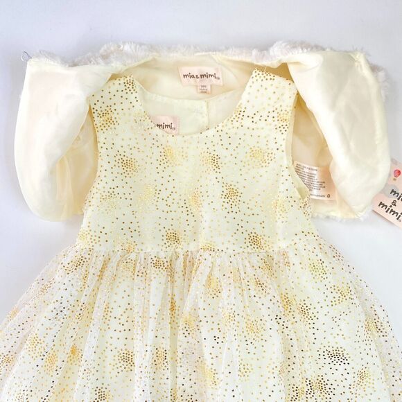 MIA AND MIMI Special Occasion Toddler Dress 24 Months Tulle Lined Ivory Gold - Picture 8 of 13